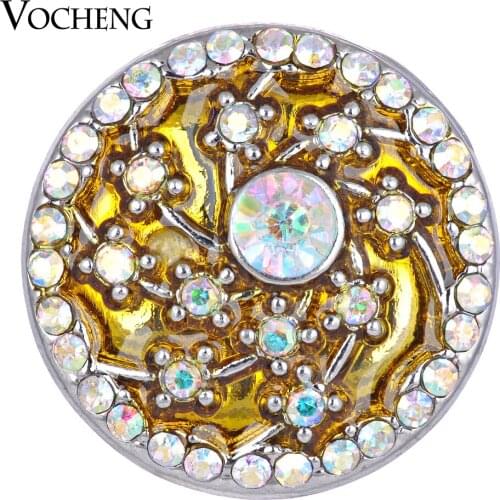 Vocheng Interchangeable Jewelry Flower Snap Charms 18mm 3 Colors Inlaid Crystal Vn-1629