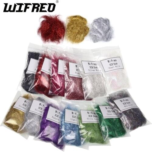 Wifreo 2Bags Fly tying Ice Dub for Nymph Scuds Ice Wing Fiber Thorax Dubbing Material Flash Sparkle Addding Blending Material