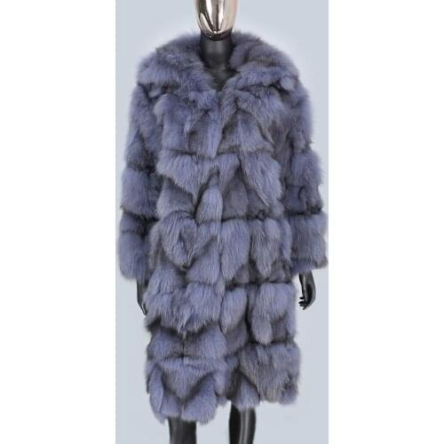 BLUENESSFAIR 2021 X-Long Natural Real Fox Rex Rabbit Fur Coat Winter Jacket Women Outerwear Streetwear Thick Warm Korea Loose