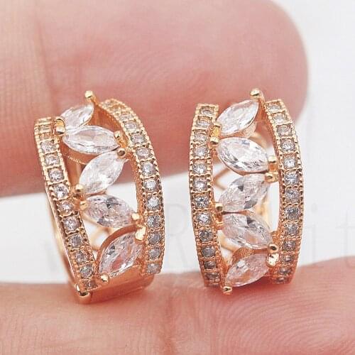 Luxury Zircon Hoop Earrings for Women Rainbow Pink White Stone Irregular Earring Fashion Jewelry for Wedding Anniversary Gift