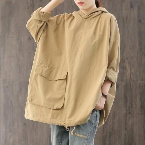 Sweatshirts Women 2020 Fashion Korean Big Pocket Hoodie Sweatshirt Drawstring Harakuju Hoodies Women Oversize AA5383