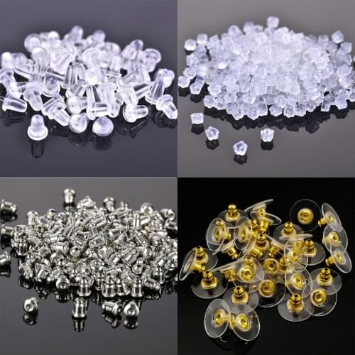 100pcs Resin Metal Earring Backs Bullet Rubber Stopper For Stud Earrings DIY Earring Jewelry Findings Jewelry Making Supplies