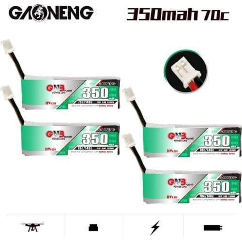 2/4Pcs GAONENG Max 140C HV Lipo Battery 1S 3.8V 350mAh 4.35V PH2.0 for BetaFPV 65S UK65 Blade Inductrix UR65 Tiny Whoop Drone