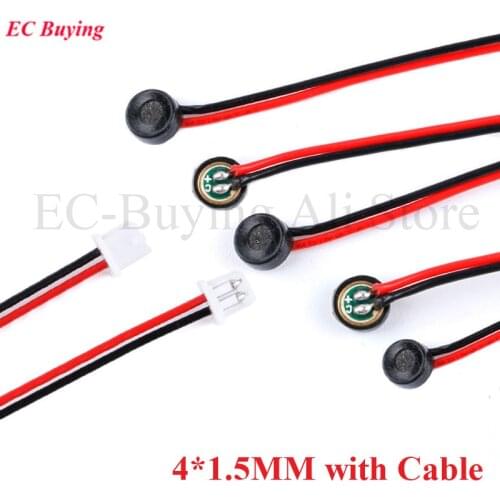 5pcs 4*1.5mm Electret Condenser MIC Capacitive Electret Microphone 4x1.5mm for PC Phone MP3 MP4 with 2 Leads wire length:5.5CM