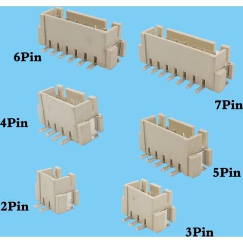 50Pcs XH2.54 SMD Connector 2P/3P/4P/5P/6P/7P/8Pin Socket 2.54mm Pitch Vertical SMD Connector