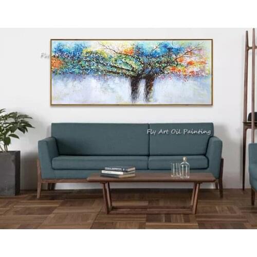 100% Handmade Large Wall Art Cheap Home Decor Painting Money Tree Painting Modern Abstract Knife Canvas Oil Paintings