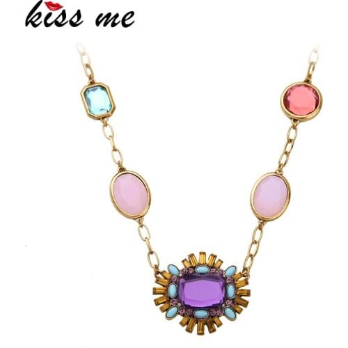 KISS ME Brand Multicolor Geometric Statement Necklace New Design Summer Jewelry Choker Necklace