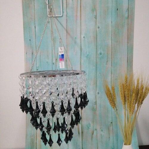 Camal 1PCS Assembled 50CM Hanger 22CM Chrome Centerpiece Frame Black Pointed Cone Pendant Acrylic Octagonal Beads Chain Party