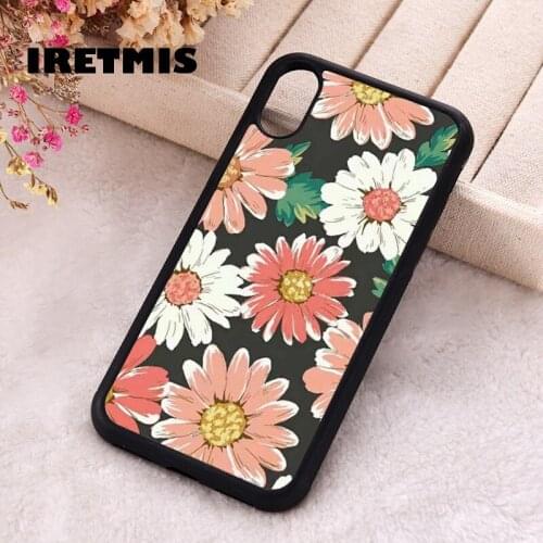Iretmis 5 5S SE 2020 phone cover cases for iphone 6 6S 7 8 Plus X Xs XR 11 12 MINI Pro Max Silicone Unreal color retro flowers
