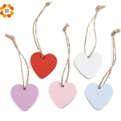 10PC DIY Wooden Hearts Wooden Pendants Ornaments Wood Craft Wedding Favors Vintage Home Decor Wedding/Birthday Party Decorations