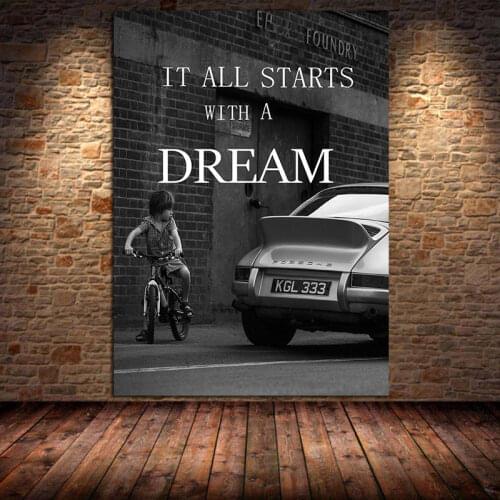 Kid Saw A Car Poster Canvas Printed Painting Wall Art Home Decoration Inspirational Word Picture For Living Room Office Unframed