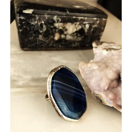 Dr Stone Natural Stone Women 'S Agate Stone adjustable Ring AHL26 439390804