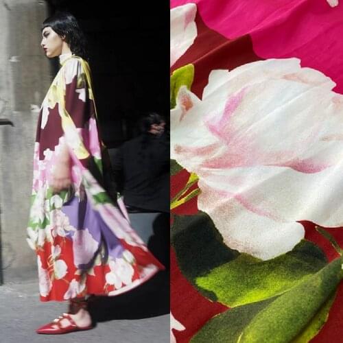 Brand Custom fabric polyester color matching printed shirt imitation silk dress skier ruffled handmade diy sewing material yard