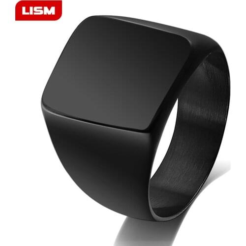 Classic Mens Ring Smooth 316L Stainless Steel Rings Black Gold Silver Color Wholesale Dropshipping Jewelry Gifts for Men HRM76