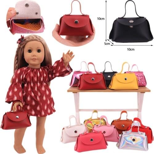 Doll Accessories Leather Handbag Shopping Bag For Girls 18 Inch American Doll 43 Cm Reborn Baby Dolls Clothes Generation Gifts