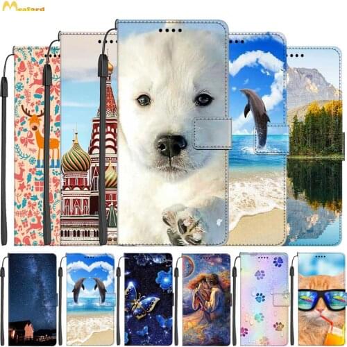Leather Bag Wallet Case For Huawei Y6 2019 Flip Cover Cute Dog On sFor Huawei Y6 Prime 2019 Funda Magnet Booklet Phone Case Capa