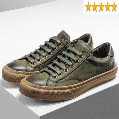 Casual Cow Genuine Men Leather Luxury Trainers Spring Autumn Loafers Flats Shoes Designer Vintage Low Top Sneakers Homme