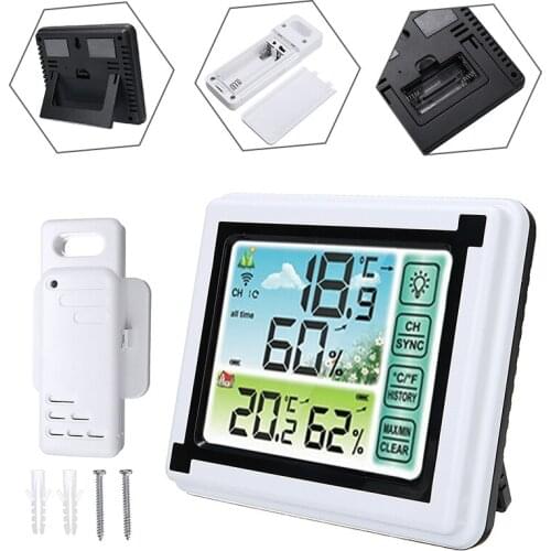 Digital LCD Weather Station Outdoor Indoor Thermometer Hygrometer Meter Temperature Humidity Sensor Alarm Weather Forecast
