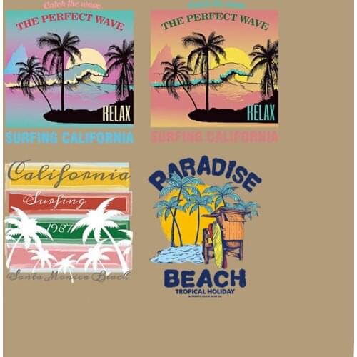 Fashion Patches landscape Hot Heat Transfer Cloth Printing Sticker DIY Iron On Clothing Bag Shoes Custom Brand Logo