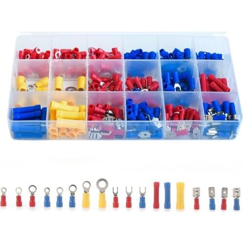 300pcs Insulated Crimp Terminals Box Combination Cold Pressed Assorted Electrical Wire Ring Spade Terminal Butt Connectors Set