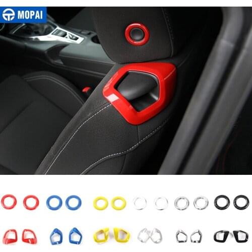MOPAI ABS Car Interior Seat Backrest Headrest Adjust Switch Decoration Ring Stickers for Chevrolet Camaro 2017 Up Car Styling