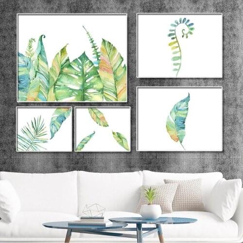 Vinsonloud Home Decoration Print Canvas Picture Wall Art Paintings Oil Unframed Drawings Nordic simple green leaf version