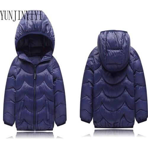 New winter childrens fashion hooded childrens down cotton warm clothing outdoor boys and girls plus velvet jacket