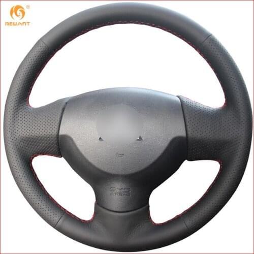MEWANT Black Genuine Leather Car Steering Wheel Cover for Mitsubishi Lancer EX 10 Lancer X Outlander Accessories Parts
