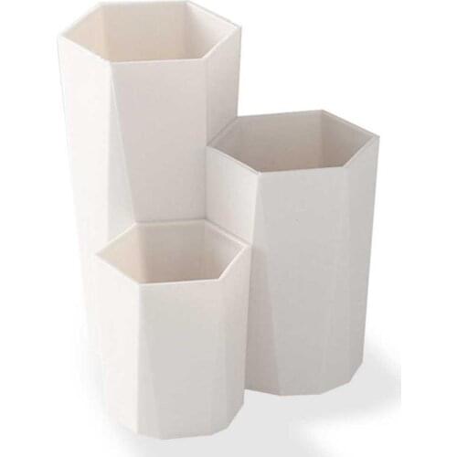 Makeup Organizer Plastic Makeup Box 3 Lattices Jewelry Cosmetics Brush Storage Box For Office Desk Stationery Organizers