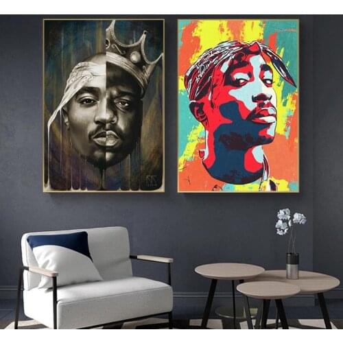 Portrait Of Big And Tupac Canvas Paintings On The Wall Posters And Prints 2Pac Modern Wall Art Canvas Pictures Home Decoration