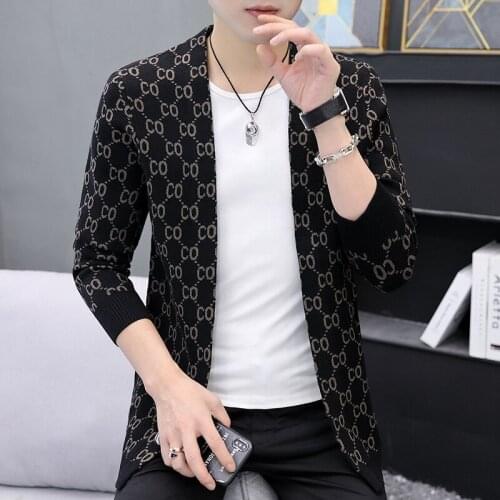 Slim Fit Fashion Knitted Jackets For Mens Designer Sweater Luxury Winter Tops Oversize Cardigan Autumn Mens Clothing Khaki Black