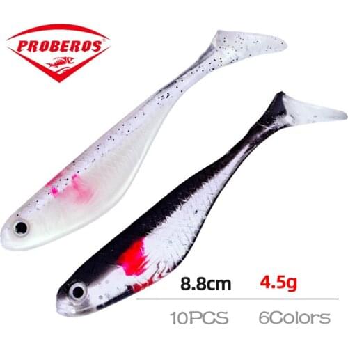 PRO BEROS 10pcs Fishing Soft Lures 8.8cm 4.5g Shad Fishing Worm Swimbaits Silicone Soft Lure For Carp Fishing