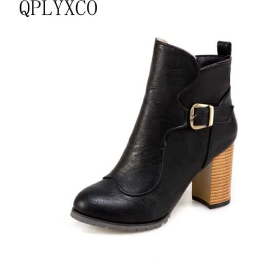 QPLYXCO Sale New elegance Big Small Size 31-50 Winter warm ankle Boots shoes Women short plush Boots high hells T3-3