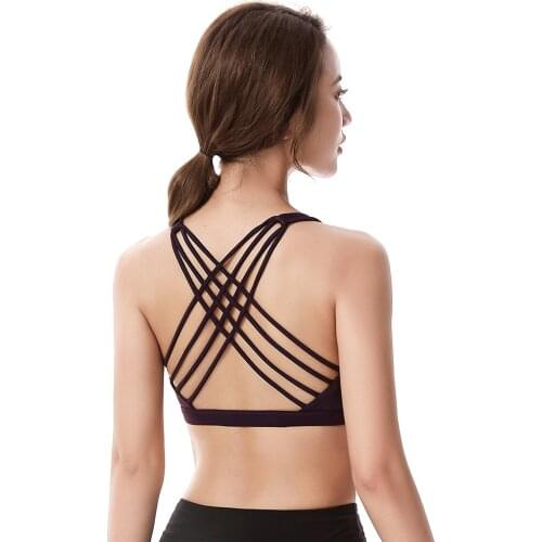 Fitness Sports Bra for Women Yoga Underwear Push Up Wirefree Padded Crisscross Strappy Running Gym Training Workout Crop Tops
