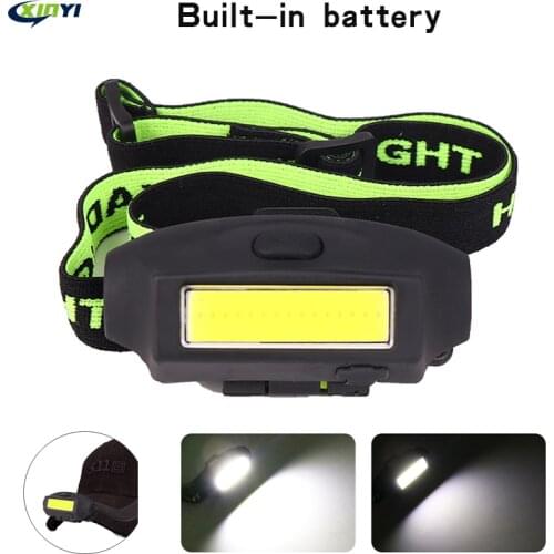 Super bright Built-in battery LED headlamp COB work light 2 light mode Waterproof headlight Cap lamp suit for fishing, camping