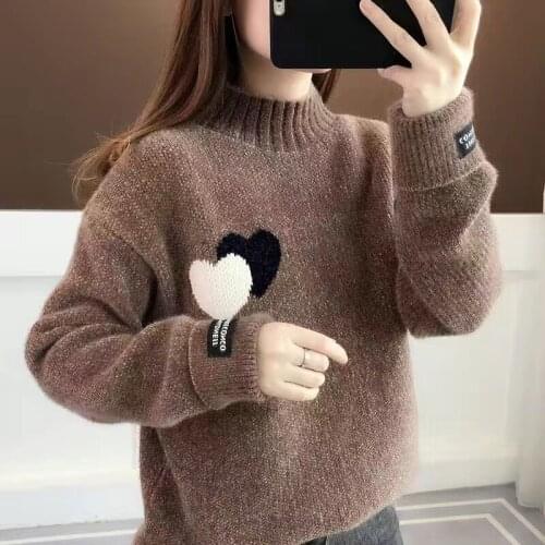 Semi Turtleneck Sweater Womens Fashion Loose Fitting Pullover New Autumn And Winter Women With Thickened Base Sweater