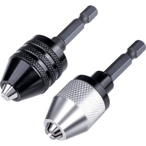 THGS 2PCS 0.3-6.5mm Keyless Drill Chuck Conversion Tool Keyless Conversion Chuck Adapter,1/4-Inch Hex Shank Drill