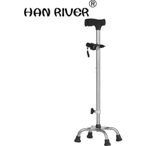 HANRIVER 2018 Cane stainless steel stick telescopic cane 9 levels: old man walker, non-slip portable Angle of four feet