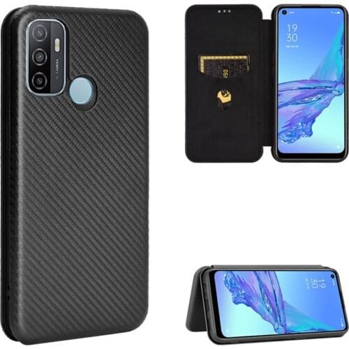 For OPPO A53 2020 Case Luxury Flip Carbon Fiber Skin Magnetic Adsorption Case For Oppo A53S 5G A53 S OppoA53 Phone Bags