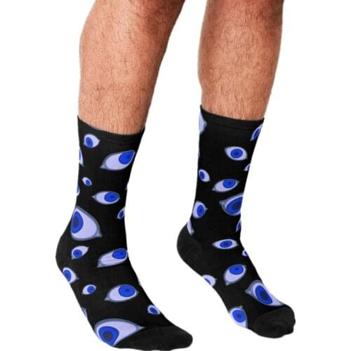 2021 Funny Mens socks Personality Blue eyes Pattern Printed hip hop Men Happy Socks cute boys street style Crazy Socks for men