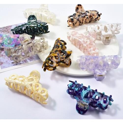 Acetate Leopard Grain Hair Claw Crab Barrette Vintage Hair Clip Simple Elegant Hair Accessories Ponytail Hairgrip Clips Headwear