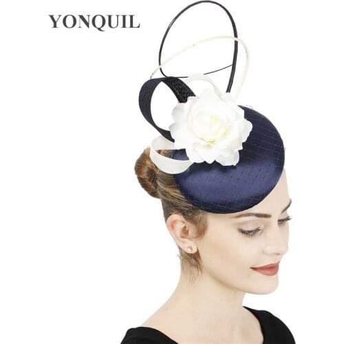 Elegant Bridal Wedding Fascinator Hat Headband With Flower Headwear Women Gorgeous Party Occasion Mesh Show Hair Accessories