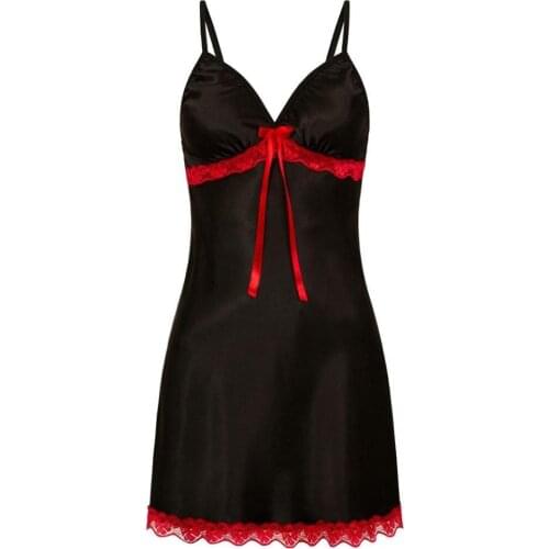 Women Nightwear Sleepshirts Lace Bowknot V-Neck Backless Strappy Sleepwear Sexy Nightdress Underwear Night Dress Sleep Wear 2021