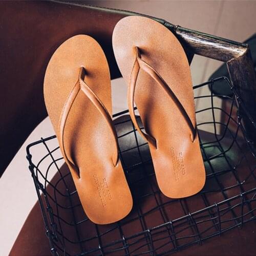 Womens Sandals 2021 Men Slippers Leather Beach Flip Flops Soft EVA Summer Flat Shoes Couples Fashion Ladies Chanclas Mujer