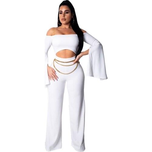2019 Winter Women Sexy One Shoulder Jumpsuit Middle Waist Long Pants Long Sleeve Zipper Milk Silk 2019 Spring 3 Color