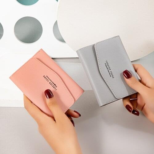 Womens Short Wallet 2021 New Simple Buckle Wallet Multi-card Student Coin Purse Wallets for Women