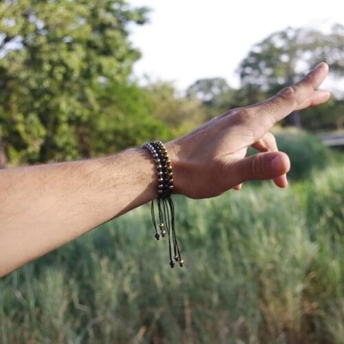 10pcs) Anil Arjandas European American Weaving Bracelets For Men Bangles Trendy Round 5MM Beads Braided Macrame