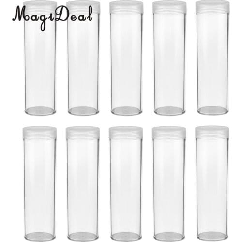 10 Pcs 32mm Protective Tube Holder Clear Round Cases Coin Storage Box