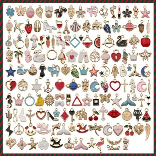 110/150Pcs Mixed Cartoon Animal Tree Enamel Charms Beads for Jewelry Making Diy Pendant Neacklace Bracelet Accessaries