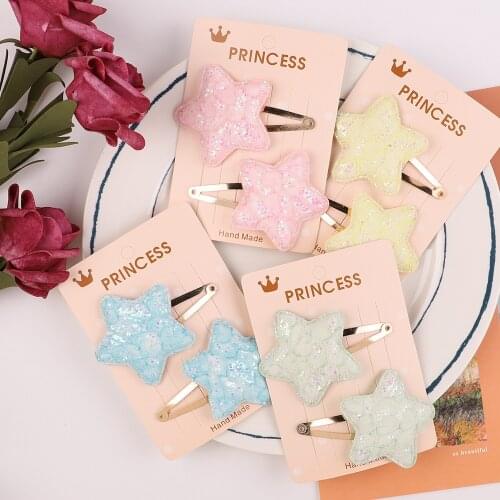2pcs/set Colorful Sequins Heart Shaped Toddler BB Clips Fashion Geometric Crown Baby Bangs Hairpin Kids Accessories Holiday Gift